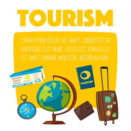 Travel collection. Vacation theme. Cartoon vector illustration.のイラスト素材