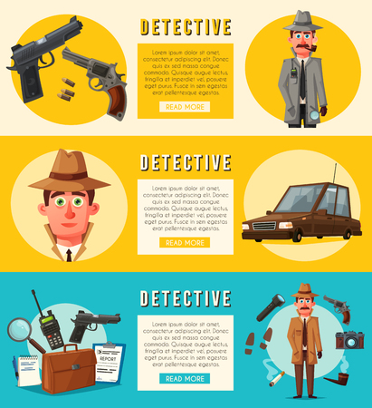 Funny detective character. Cartoon vector illustrationのイラスト素材