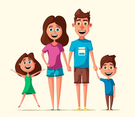 Happy family. Cartoon vector illustrationのイラスト素材