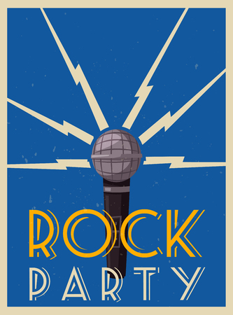 Rock music poster. Old school party. Cartoon vector illustration.のイラスト素材