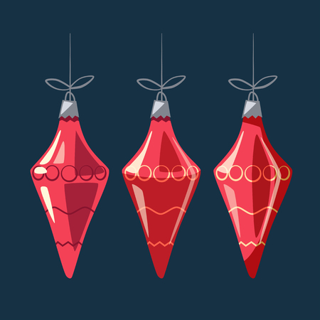 Christmas decorations with ribbon and bow. Cartoon vector illustrationのイラスト素材