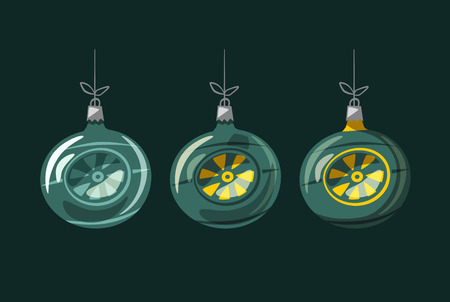 Christmas decorations with ribbon and bow. Cartoon vector illustrationのイラスト素材