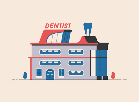 Dentist building. Flat vector illustration. Outdoor facadeのイラスト素材