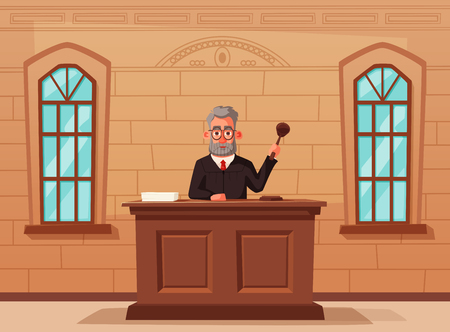 Judge character with hammer in Cartoon vector illustration.のイラスト素材