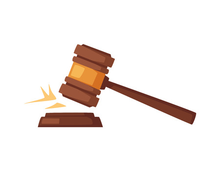 Wooden judge gavel Cartoon vector illustration isolated on plain background.のイラスト素材