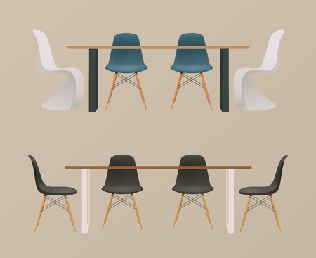 Interior creator. Dinning room. Cartoon vector illustration. Set of furniture and decor. Objects and elements for creating room.のイラスト素材
