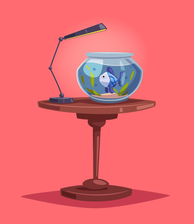 Aquarium with clear water. Cartoon vector illustrationのイラスト素材