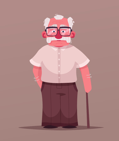 Happy grandpa. Vector cartoon illustration. Grandparents dayのイラスト素材