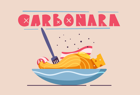 Italian food. Delicious pasta. Cartoon vector illustration.のイラスト素材