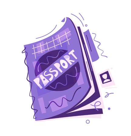 Cartoon passport. Air travel concept. Vector flat illustrationのイラスト素材