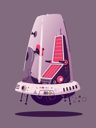 Hover car flat vector illustration. Futuristic cartoon airmobileのイラスト素材