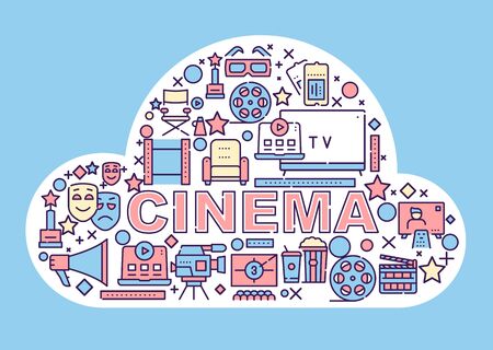 Cinema production color icons set.のイラスト素材