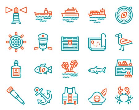 Voyage items color linear icons setのイラスト素材