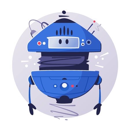 Modern drone assistant flat illustration. Cyberpunk designのイラスト素材