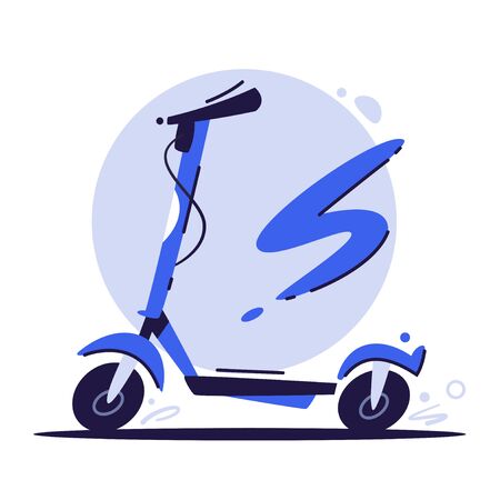 Urban eco friendly transportation concept. Blue bike. Riding bike. Cartoon flat vector illustration. City ecological transportのイラスト素材