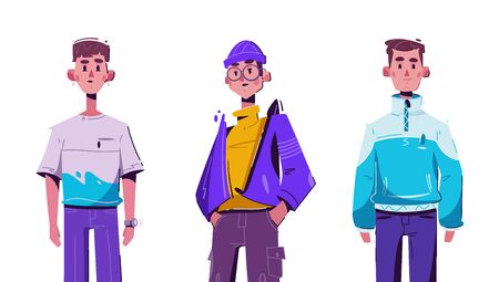 Fashionable guy. Character design. Cartoon vector flat illustration.