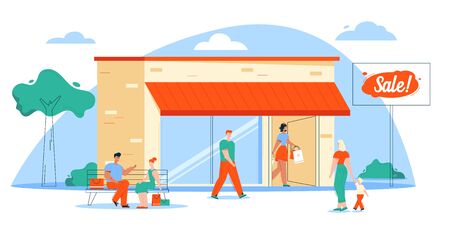 Vector illustration of shopping and buyers sceneのイラスト素材