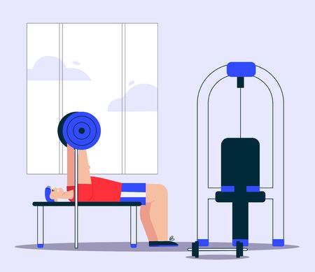 Vector character illustration fitness in gym sceneのイラスト素材