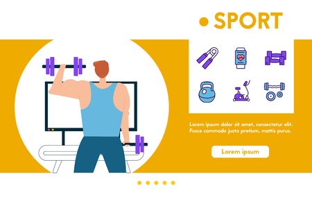 Vector character illustration fitness in gym sceneのイラスト素材