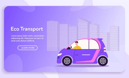 Vector banner illustration of urban eco transportのイラスト素材