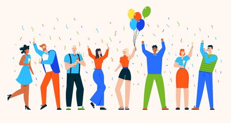 Vector character illustration of people celebrate holiday at partyのイラスト素材