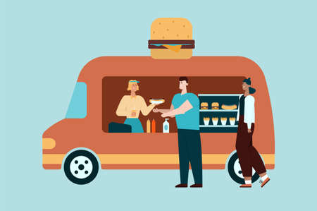 Take away food. Fast food. Flat vector illustrationのイラスト素材