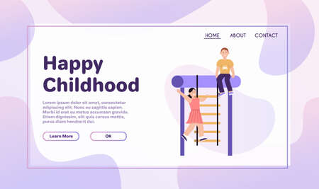 Children playing at playground isolated scenesのイラスト素材