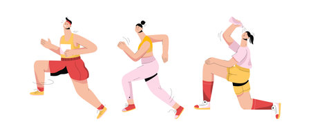 Group of people running marathonのイラスト素材