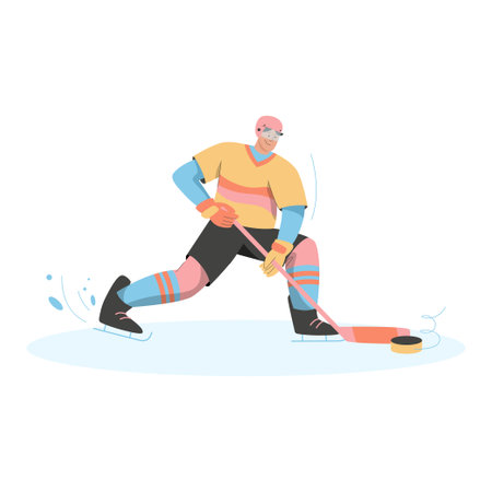 Hockey player in uniform holding stickのイラスト素材