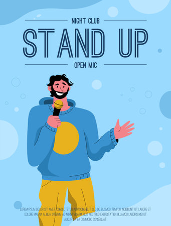 Vector poster of Stand Up Open Mic at Night Club conceptのイラスト素材