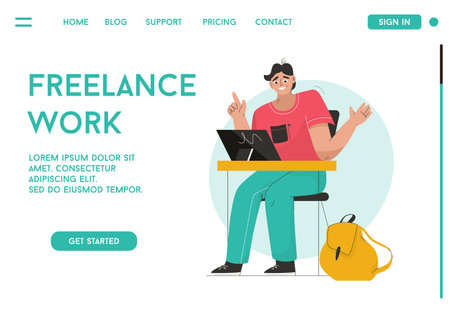 Vector landing page of Freelance Work conceptのイラスト素材