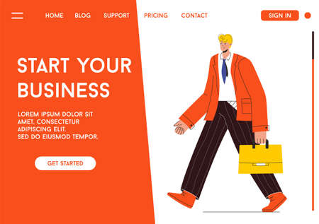Vector landing page of Start Your Business conceptのイラスト素材