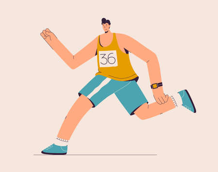 Runner runs marathon. Athlete in sportswear uniform joggingのイラスト素材