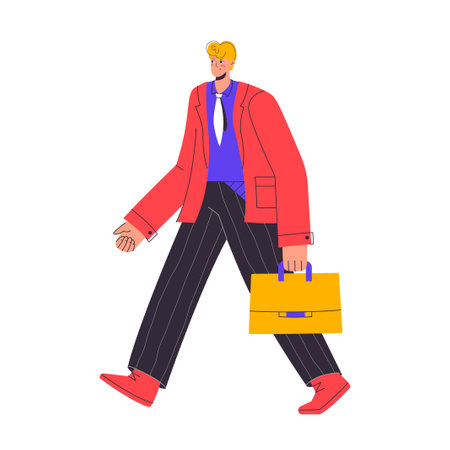 Successful young businessman with briefcase goes to company officeのイラスト素材