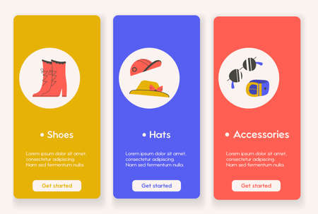 Template design for mobile app pages with Style, Fashion and Shoppingのイラスト素材