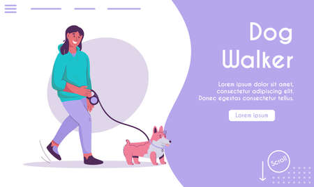Vector landing page of Dog Walker conceptのイラスト素材