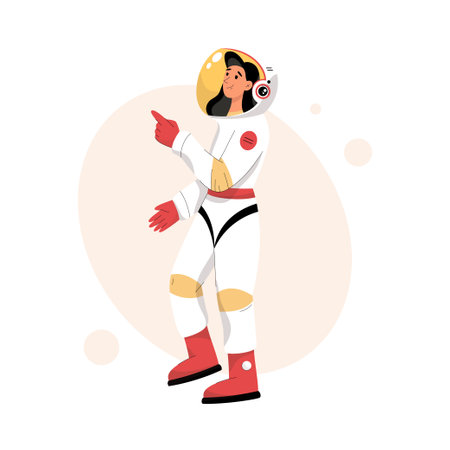Female astronaut stands pointing her finger upのイラスト素材