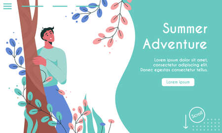 Vector landing page of Summer Adventure conceptのイラスト素材