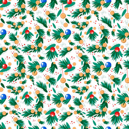 Vector seamless pattern with Christmas elements