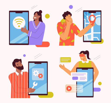 Interface of different mobile apps set concept.のイラスト素材