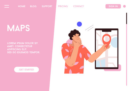 Vector landing page of Maps concept.のイラスト素材