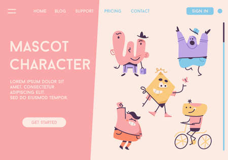 Vector landing page of Mascot Character concept.のイラスト素材