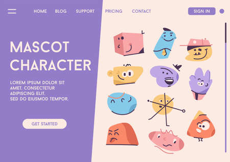 Vector landing page of Mascot Character concept.のイラスト素材