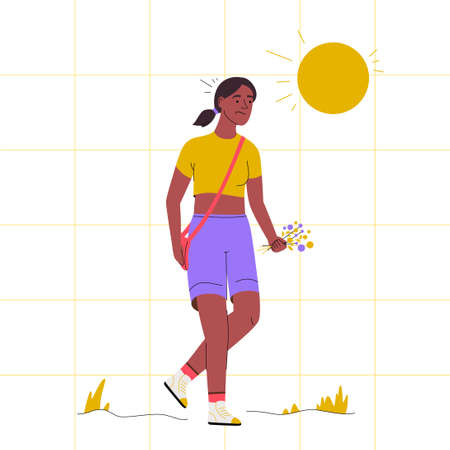 Climate change concept. Character design, vector flat illustration. Global warmingのイラスト素材