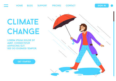 Vector illustration. Climate change concept. Character design, vector flat illustrationのイラスト素材