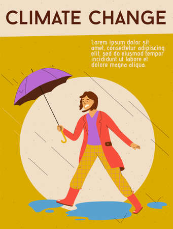 Vector illustration. Climate change concept. Character design, vector flat illustrationのイラスト素材