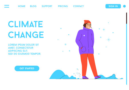 Vector illustration. Climate change concept. Character design, vector flat illustrationのイラスト素材