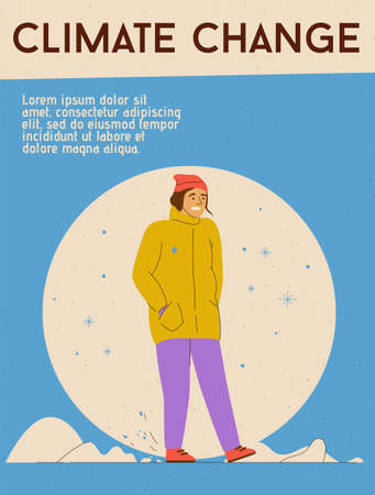 Vector illustration. Climate change concept. Character design, vector flat illustrationのイラスト素材