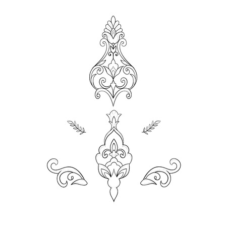 A sketch of a beautiful symmetrical pattern on a white background.のイラスト素材
