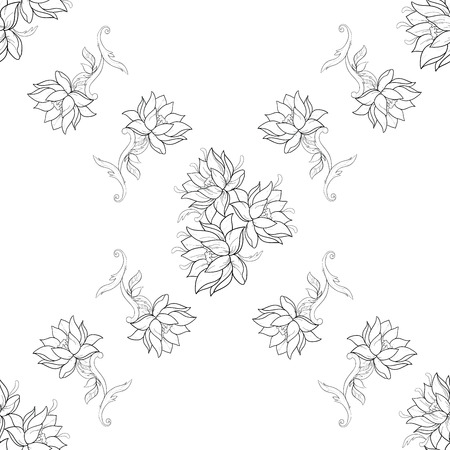 Seamless beautiful pattern of flowers on a white background.のイラスト素材